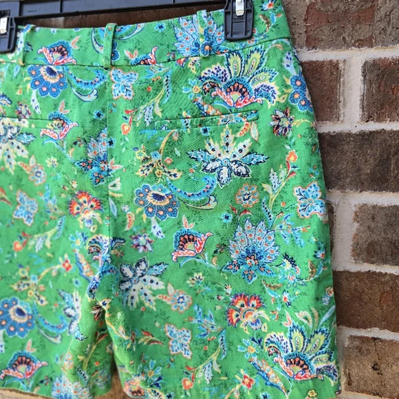 Talbots Green Floral Linen Blend Shorts Women’s Size 4 High Rise Summer - Picture 6 of 10